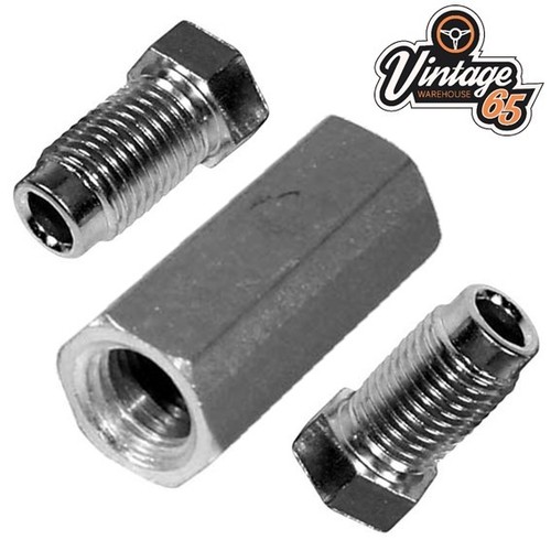 Double Ended Brake Pipe Joint Male Connectors 3/8" UNF 24Tpi In Line