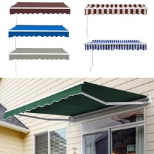 Waterproof Oxford Retractable Awning Manual Sunshade Door Shed Garden Shelter UK