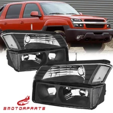 For 2002-2006 Chevy Avalanche 1500 2500 w/Body Cladding Black Headlights a Pair