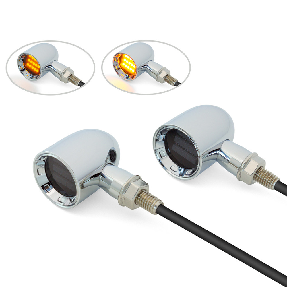 Motorbike LED Indicators Classic Chrome Custom Bobber Front or Rear with DRL