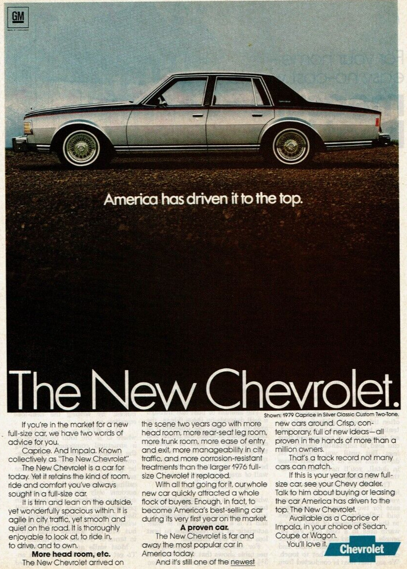 1978 Vintage Print Ad The New Chevrolet Caprice Impala America has driven to top