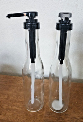 Set of 2 Target Coffee Bar Syrup Pumps Dispensers New Glass Bottles Black NEW