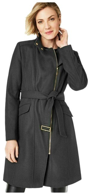 Cole Haan Women's Asymmetrical Belted Walker Wool Blend Coat Black