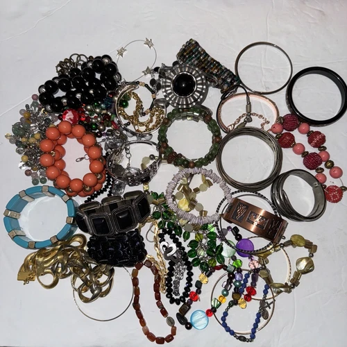 Estate Collection 45+Vintage Bracelets /Jewelry Lot Women's Costume Bangles 3+lb