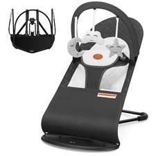 Ergonomic Portable Baby Bouncer Dark Grey 2 in 1 Adjustable Rocking Chair