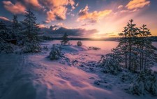 Landscape nature norway winter Custom Gaming Mat Desk