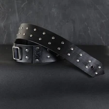 Studded Leather Guitar Strap. Rocker, Metal Style. BLACK 