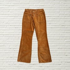 Vintage 70s Maverick Bell Bottom Pants Velvet Corduroy Button Fly Hippie