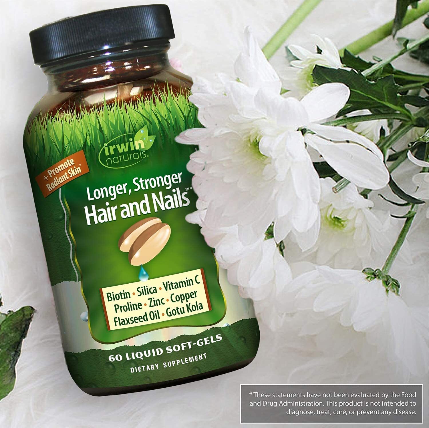 Irwin Naturals Longer Stronger Hair and Nails Shine Texture Strength 60 Softgels