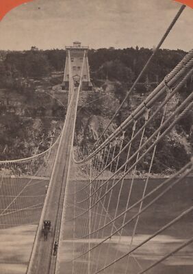 Interior Elevator Tower Suspension Bridge Niagara Falls Barker Stereoview c1880