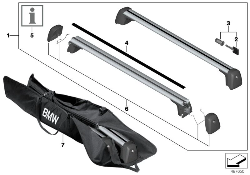 BMW Genuine Roof Cross Bar Rail Set Railing Luggage Carrier X3 G01
