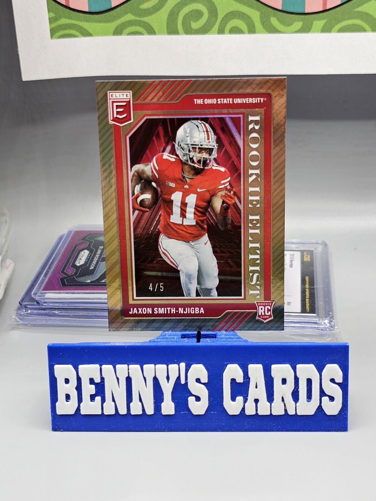 2023 Panini Donruss Elite Football Gold Rookie Elitist 4/5 RC Jaxon Smith-Njigba