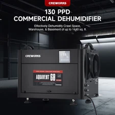 CREWORKS 130 PPD Commercial Dehumidifier for Crawl Space Warehouse Laundry Room