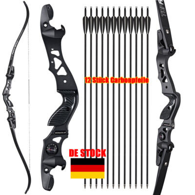 25-60lbs ILF Recurvebogen 62''+12x Carbonpfeile für Bogenschießen Bogen Jagd Ziel