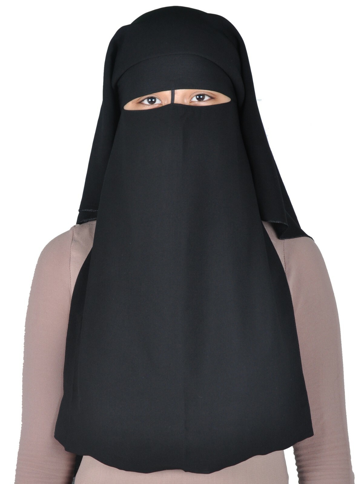 Clobeau Niqab-Schleier Im Saudi-Stil | Einlagig, 68,6 Cm Lang, Mit Raffhalter | Aus Weichem Polyester
