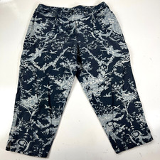 Talbots Petites Cropped Pants Women Navy/White Floral Print Batik Cotton 14