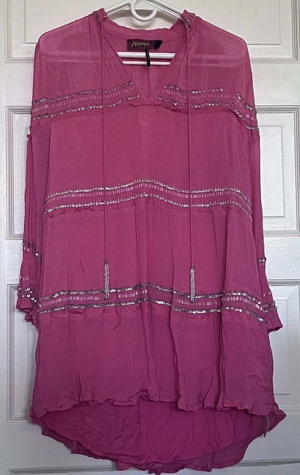 Vestido Boho Festival Fiesta Free People, Rosa con Lentejuelas Foto 2 de 4