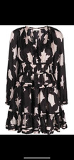 New Women's Ulla Johnson Beautiful Emery Tie Dye Silk Mini Dress 2 Black