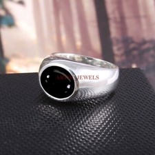 Natural Black Onyx Gemstone with 925 Sterling Silver Ring for Men's 4728