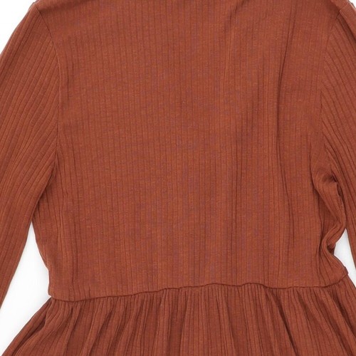 New Look Womens Brown Polyester Shift Size 12 V-Neck Pullover - Picture 4 of 10