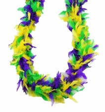Purple Green Yellow Mardi Gras Colors 45 Gm 6 ft Chandelle Feather Boa