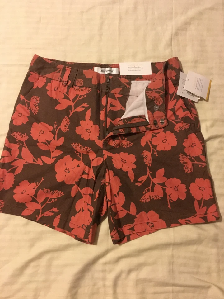 Croft & Barrow: Pantalones cortos informales estilo pantalón mezcla lino para mujer: uva o coral Foto 3 de 4