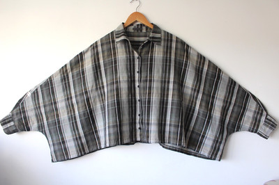 OSKA Friidl Karo Shirt Lagenlook Oversize Art-to-Wear Leinen Baumwolle One Size
