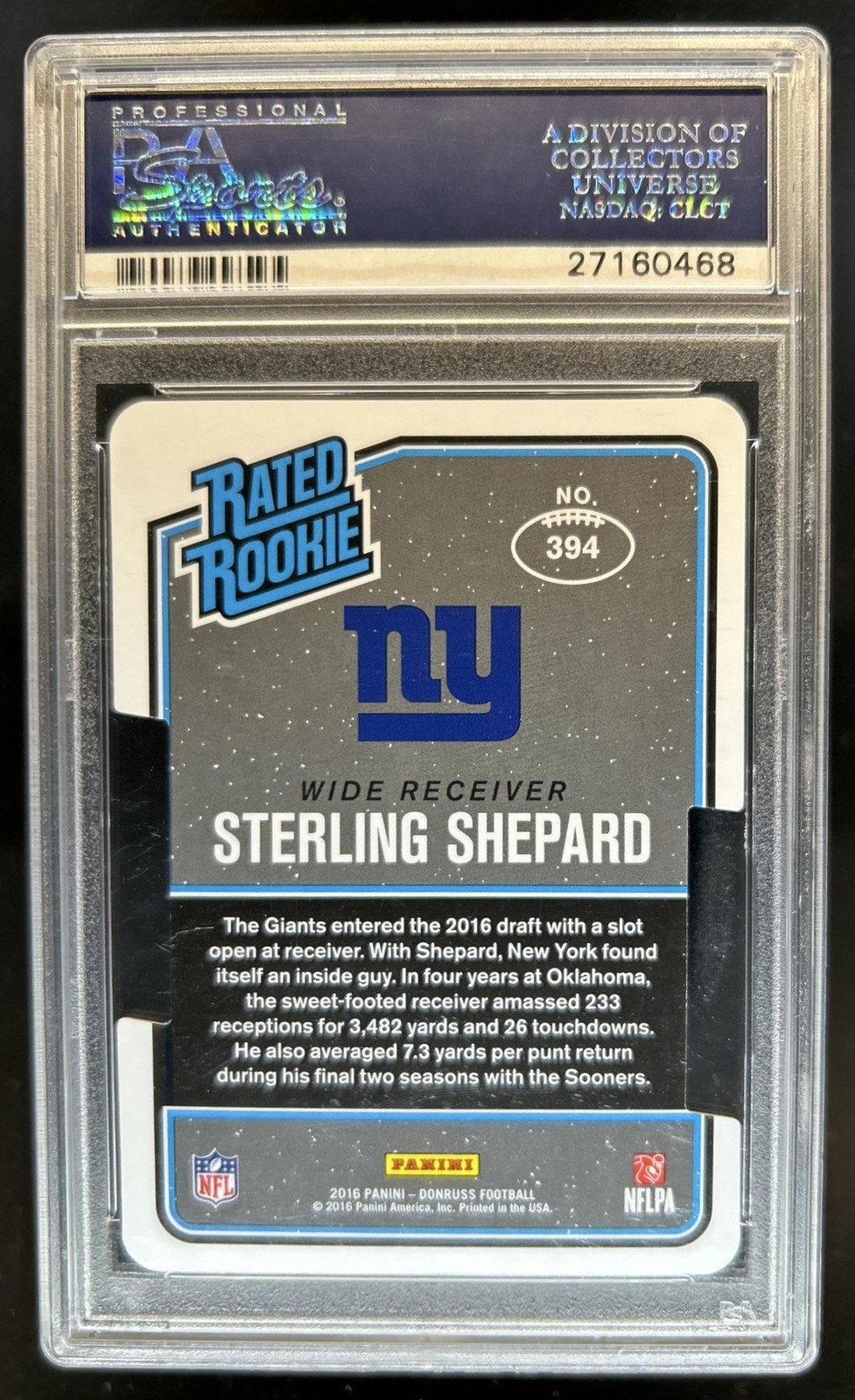 2016 Panini Donruss Sterling Shepard Press Proofs Gold Die Cuts RC #/25 PSA 10 view 2