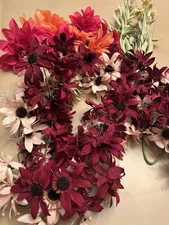 Artificial Flowers Lot - 6ft Lighted Garland & Variety - Decor &Crafts New/Used