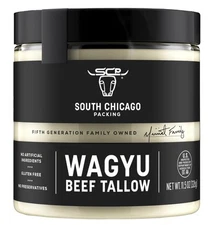 South Chicago Packing Wagyu Beef Tallow 11.5 Oz Glass Jar Perfect for Searing...