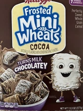 TWO Kellogg's Frosted Mini Wheats Cocoa Chocolate Cereal (Pack Of 2) 13.3 oz