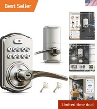 Keypad Door Lock with Handle, Keyless Entry for Front Door & Bedroom, Electro...