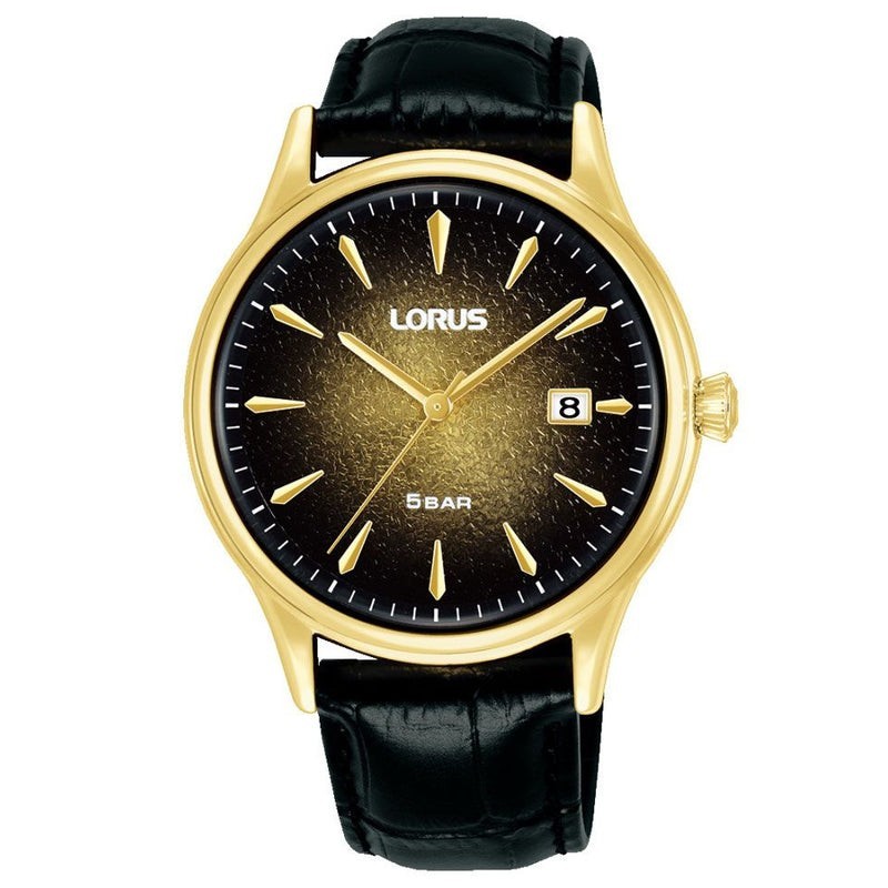 Lorus Watch Mens Black Leather Strap Date RS902EX9 RRP £89.99