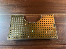 MicroMatic DP-1020DSSPVD 8" x 14" PVD Brass Surface Mount Drip Tray w/ Drain