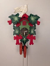 Christmas Dove Cuckoo Clock - Serviced and Painted