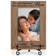 Grandma Picture Frame, Wooden Photo Frame Gifts for Grandparent's Day, New Gr...