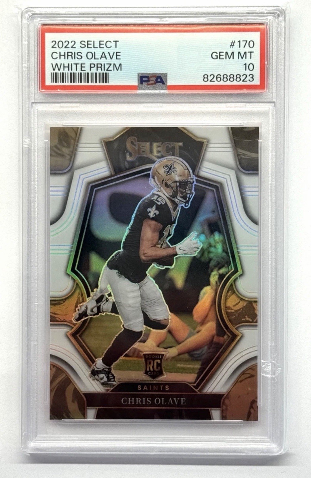 2022 Panini Select Premier Level Chris Olave White Prizm #170 /35 PSA 10