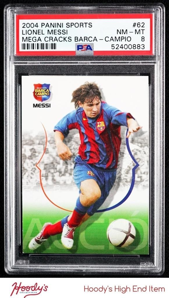 2004-05 Panini Barca Mega Cracks Campio Catalan #62 Lionel Messi RC ROOKIE PSA 8