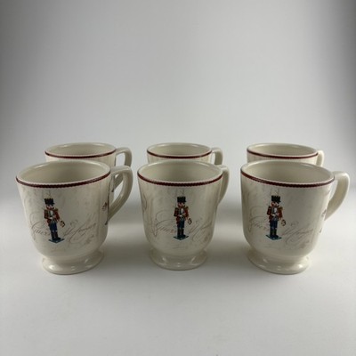 Williams-Sonoma Nutcracker Footed Earthenware Mugs 14 oz  2009 Set of 6