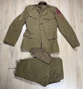 WW1 US Air Mechanic Service Uniform Grouping Tunic Pants Overseas Cap NAMED