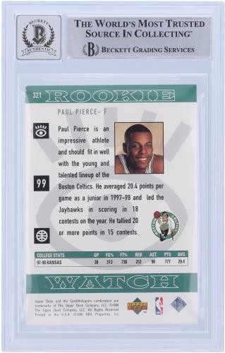 Paul Pierce Boston Celtics Signed 1998-99 Upper Deck #321 BAS 10 Rookie Card - Picture 2 of 3