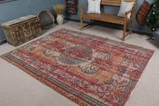 Vintage Turkish Rug, 6,2x8,3 ft Rug, Red Blue...