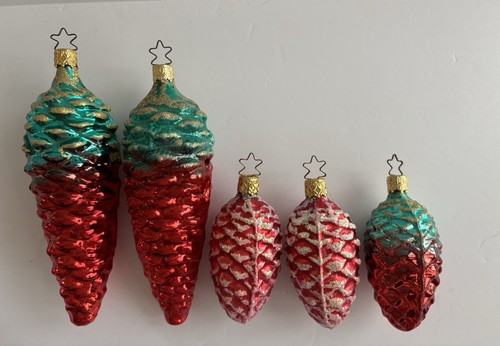 12 Stück Glas Tannenzapfen Weihnachtsschmuck Konvolut Deutsch Inge Glas + Polen - Bild 4 von 11