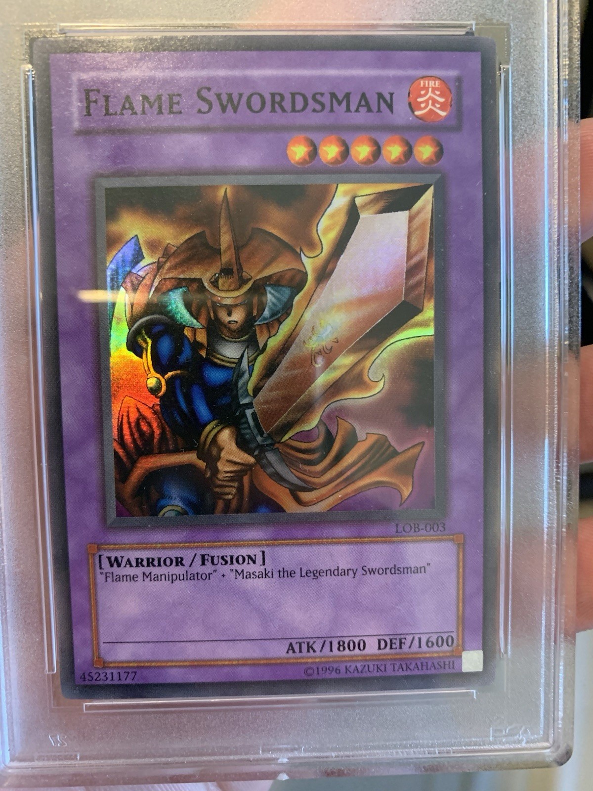 Yugioh Flame Swordsman LOB Unlimited Psa 10 view 3