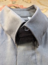 Giorgio Armani Borgonuovo 21 Shirt 15.5 x 34 Gray Hidden Placket Snap Collar