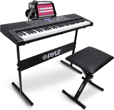 Pyle Keyboard Piano, 61 Tasten- E Piano für Anfänger, Inkl. Klavier Ständer,