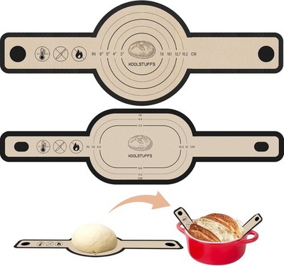 Silicone Bread Sling Oval and Round, 2 PCS Nonstick＆Reusable Bread Baking Mats,