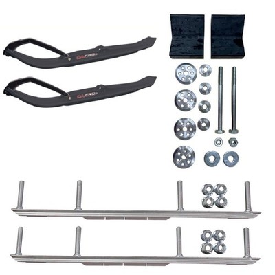C&A Pro Black MTX Snowmobile Skis w/ 9'' Shaper Bars Complete Kit ARCA 2012+ Non