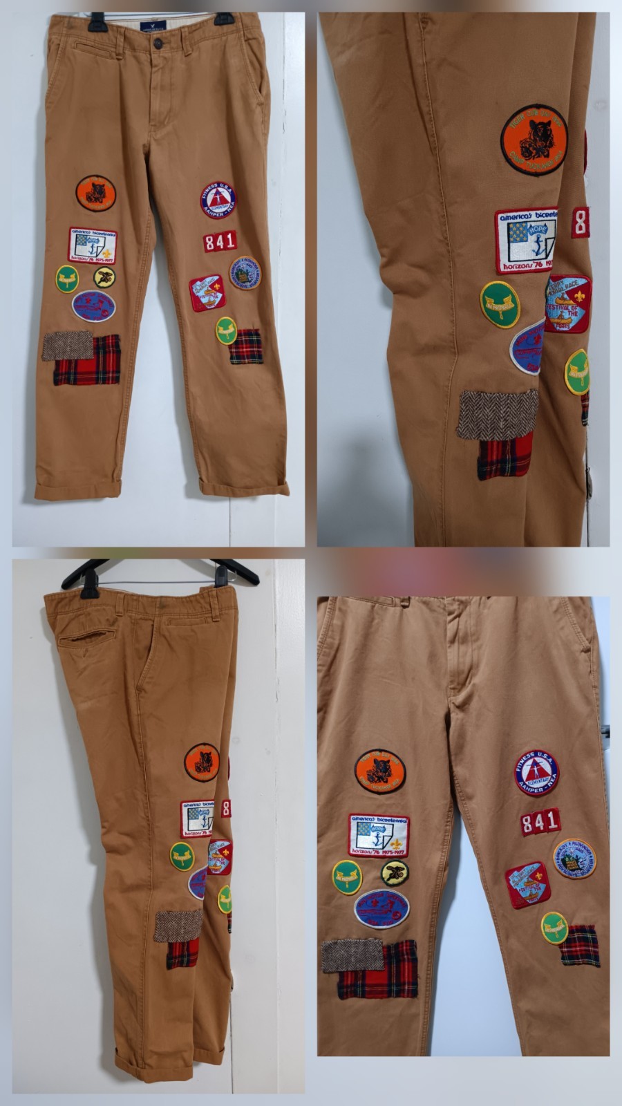 Custom Made American Eagle Patchwork Khakis Size … - image 2