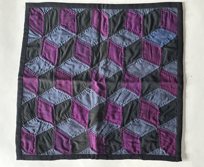 Vintage Old order Amish Wool  Tumbling Blocks Doll Quilt